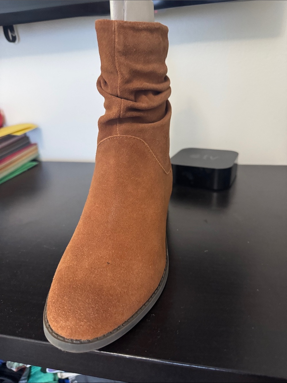 Classic Slouch Suede Ankle Boot - Brown